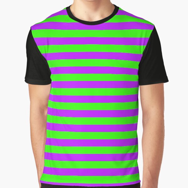 Neon Green and Purple Horizontal Stripes Graphic T-Shirt