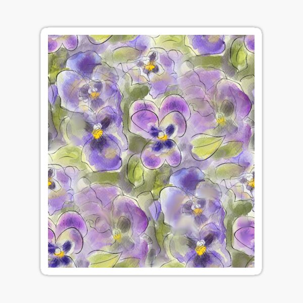 Whimsical Watercolour Pansies Sticker