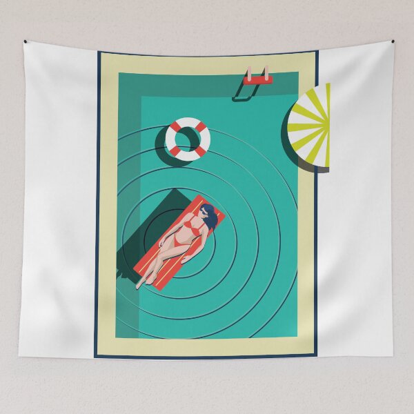 Item preview, A Sleeper`s Dream Summer Beach Pool Lady Art Deco Retro designed and sold by 108dragons.