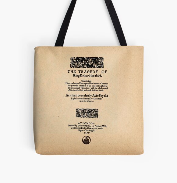 Shakespeare Richard III Quarto Front Piece All Over Print Tote Bag