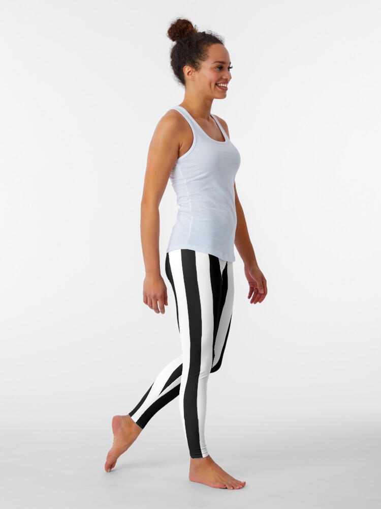 Black Contrast White Vertical Striped Leggings | Thick leggings, Black and white  pants, Outfits with leggings