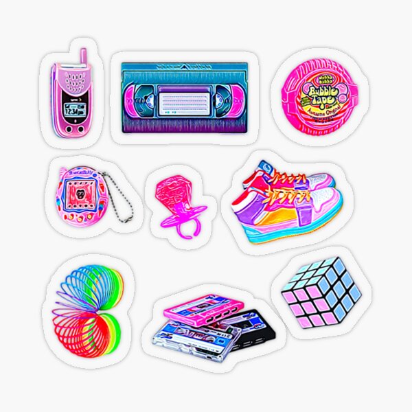 90's Kid Retro Nostalgia Collection Set ~ Sticker Sheet Bundle Pack Transparent Sticker