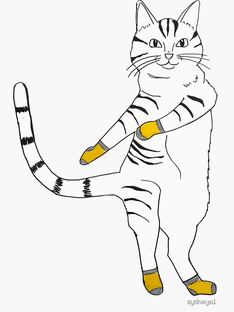 "Dancing Cat " Sticker by sydneya1 Redbubble