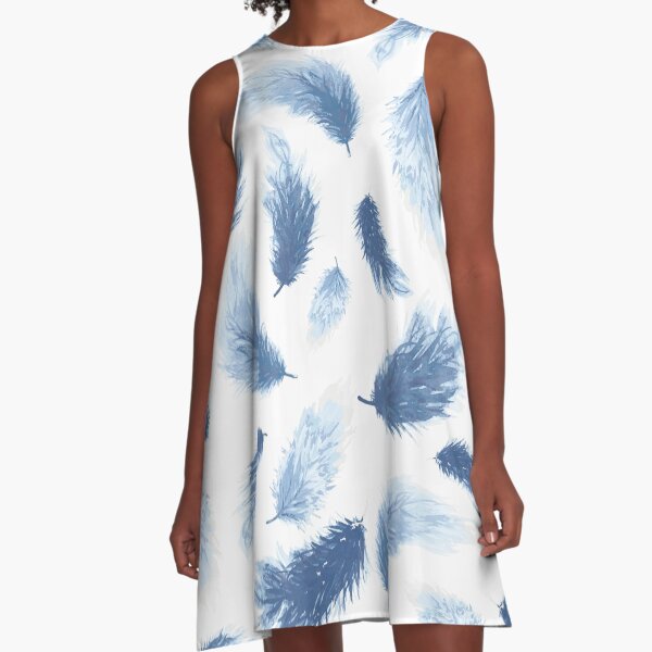 Blue dancing feathers A-Line Dress