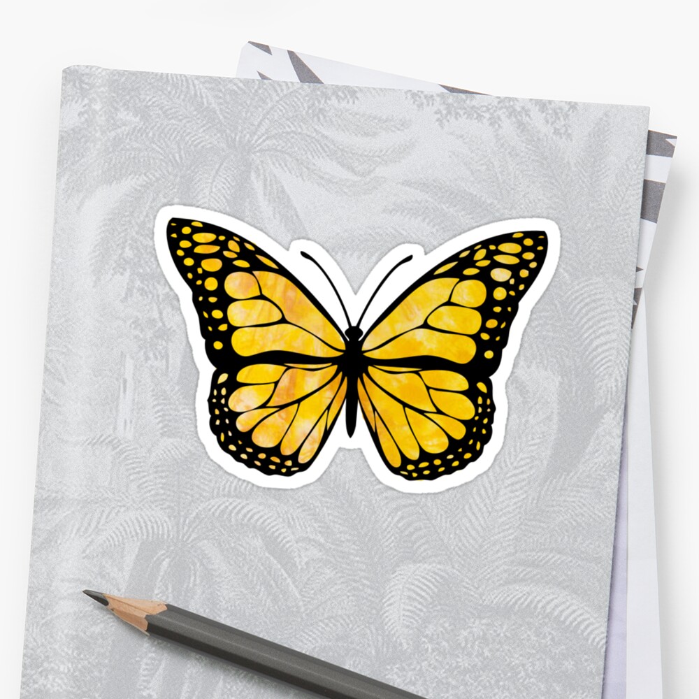 yellow butterfly aesthetic sticker by cameron304 redbubble