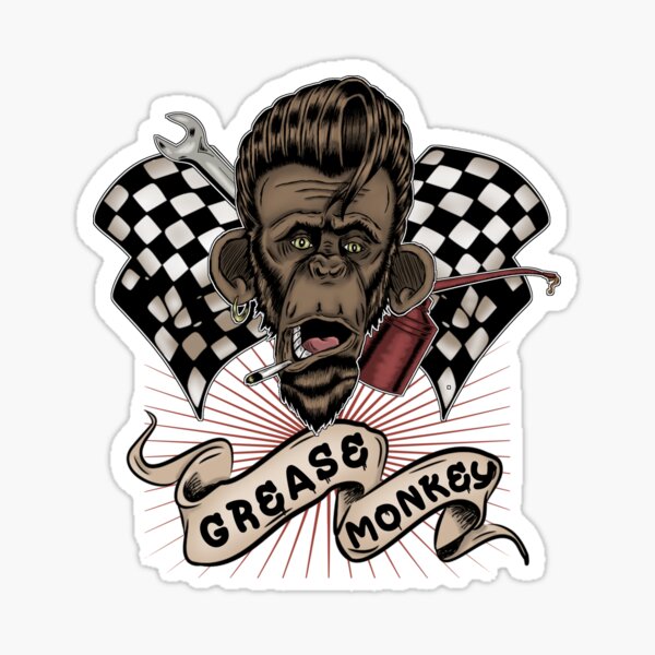 "grease monkey" Sticker by Krypticart Redbubble