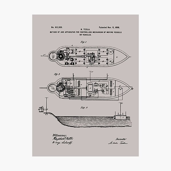 Item preview, Tesla Patent Invention Vessel Moving Mechanism 1898 designed and sold by MadebyDesign.
