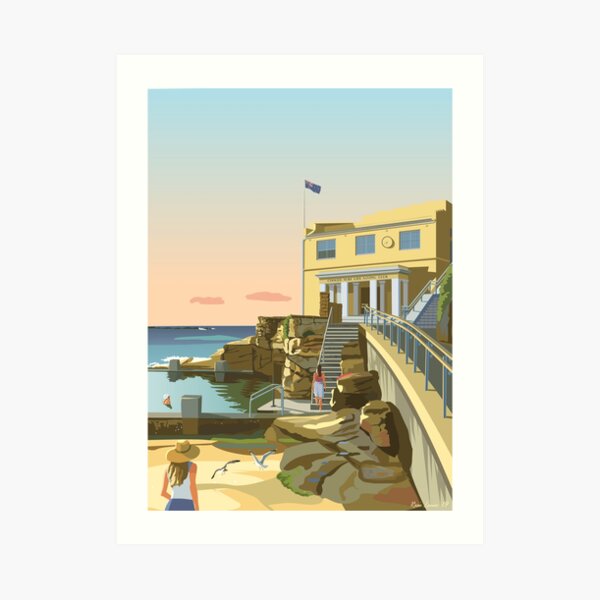 Early swim, Coogee Beach Art Print