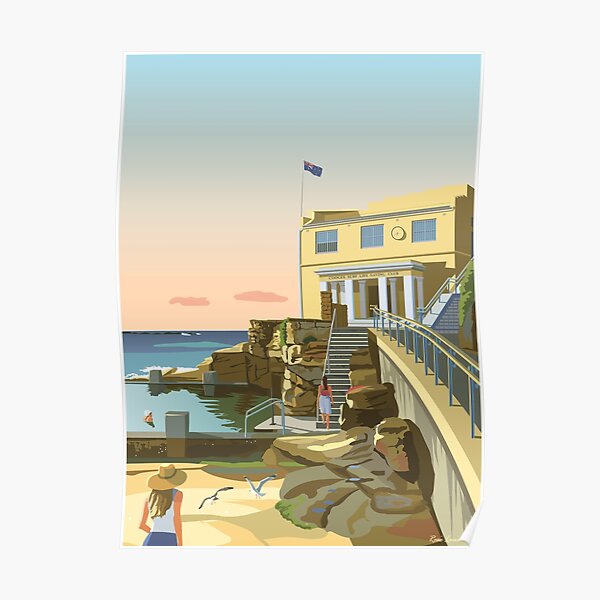 Early swim, Coogee Beach Poster