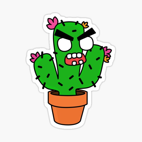 angry zombie cactus Sticker