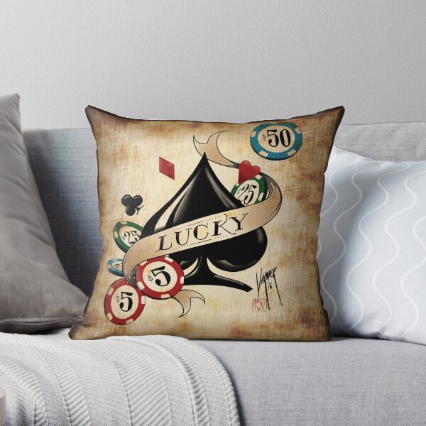 Spade and Poker Chips Throw Pillow