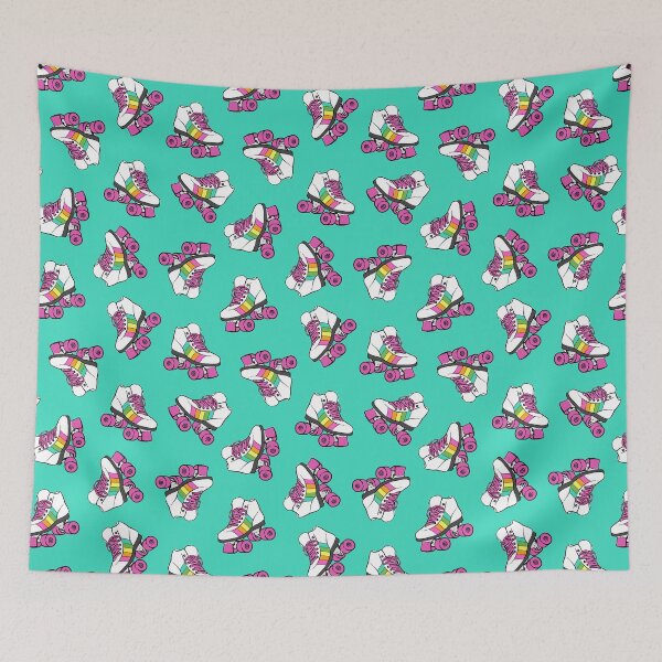 Item preview, Roller Skates - Rainbow skates on teal designed and sold by littlearrow.