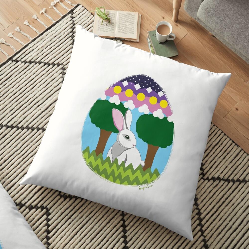 Easter Bunny in Egg Floor Pillow