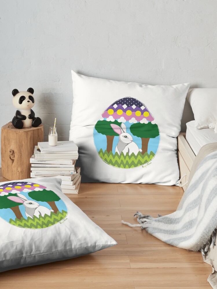 Alternate view of Easter Bunny in Egg Floor Pillow