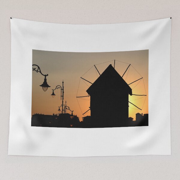 Item preview, windmill silhouette sunset Nessebar Bulgaria summer season designed and sold by goceris.