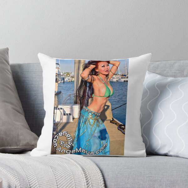 Item preview, Ange Maya Wore Blue Bikini Top Turquoise Dance Skirt Posing at Marina designed and sold by ANGE MAYA.