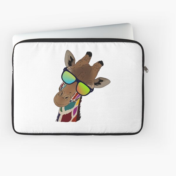 funny looking colorful giraffe gift idea for giraffe friends with rainbow colors Laptop Sleeve