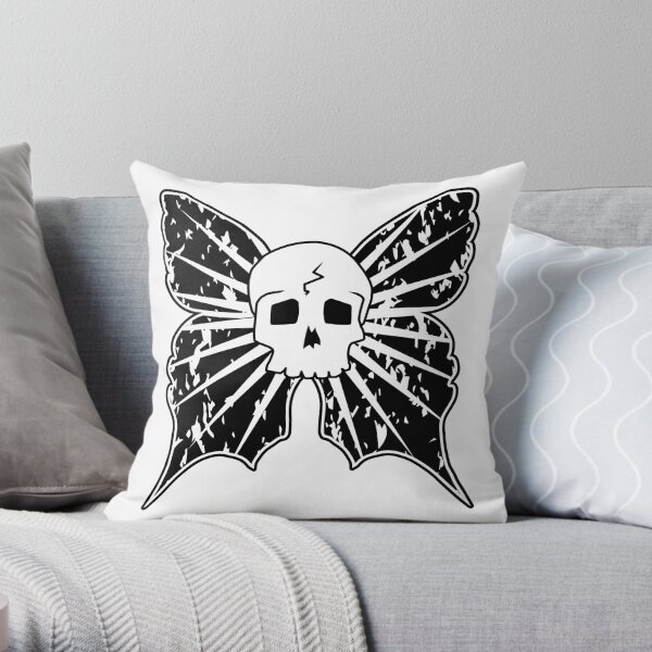Butterfly skull Throw Pillow