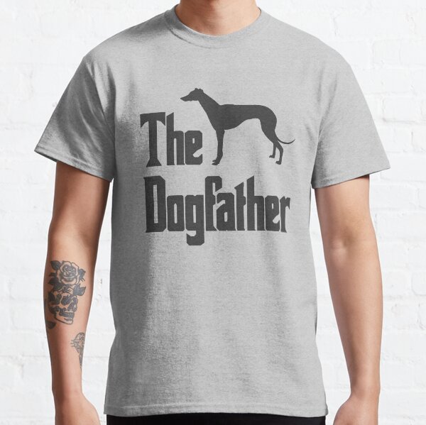 Vista previa del artículo con la obra «The Dogfather - Greyhound Dog, idea divertida de regalo», diseñado y vendido por HEJAshirts.
