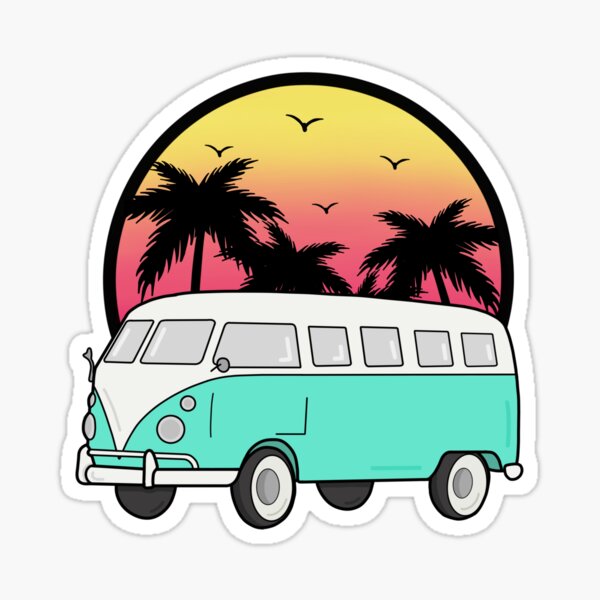 Sunset camping illustration Sticker