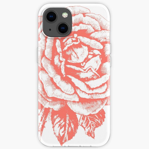 Rose gezeichnet im Vintage-Stil in Farbe "Living Coral" iPhone Flexible Hülle