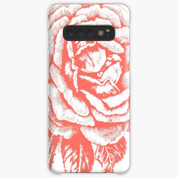 Rose gezeichnet im Vintage-Stil in Farbe "Living Coral" Samsung Galaxy Leichte Hülle