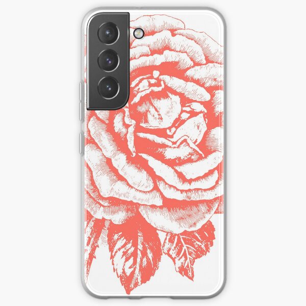 Rose gezeichnet im Vintage-Stil in Farbe "Living Coral" Samsung Galaxy Flexible Hülle