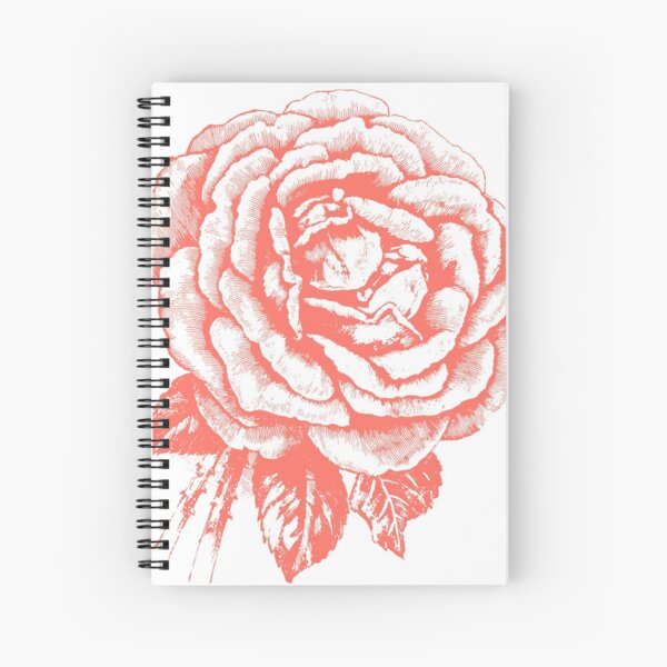 Rose gezeichnet im Vintage-Stil in Farbe "Living Coral" Spiralblock