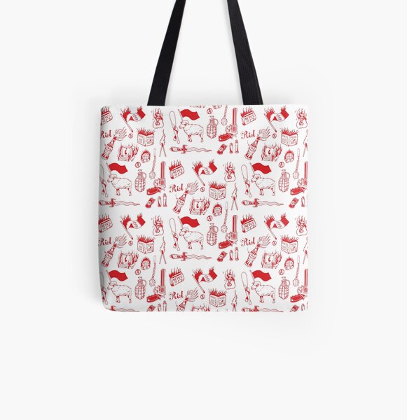 Anarchy black traditional tattoo flash set All Over Print Tote Bag