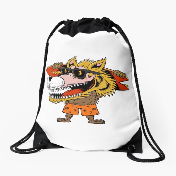 Blonde Wolf surfer Drawstring Bag