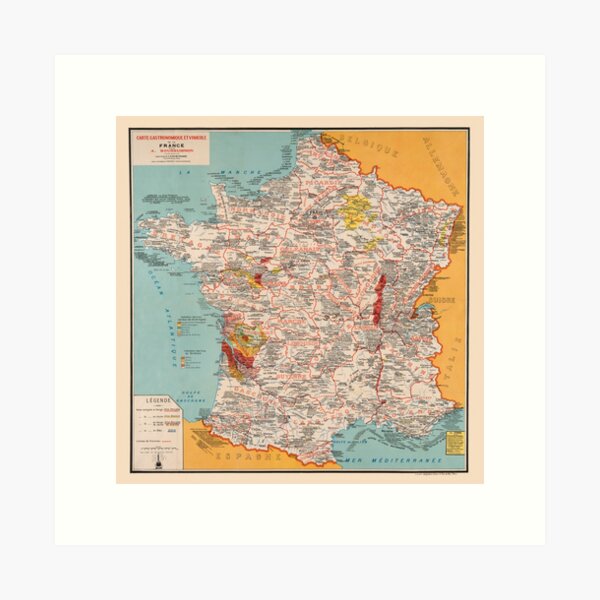 Item preview, Gastronomic Map of France 1932 designed and sold by mollyfare.
