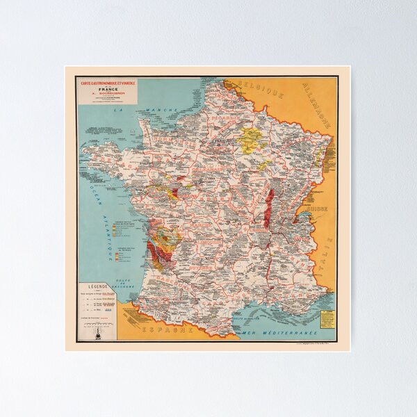 Gastronomic Map of France 1932 Poster for Sale by mollyfare