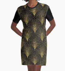 Black and gold art-deco geometric pattern Graphic T-Shirt Dress
