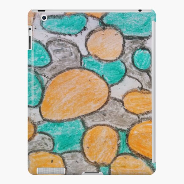 Wax hand painted abstract design. Orange and Green, and Gray iPad Snap Case