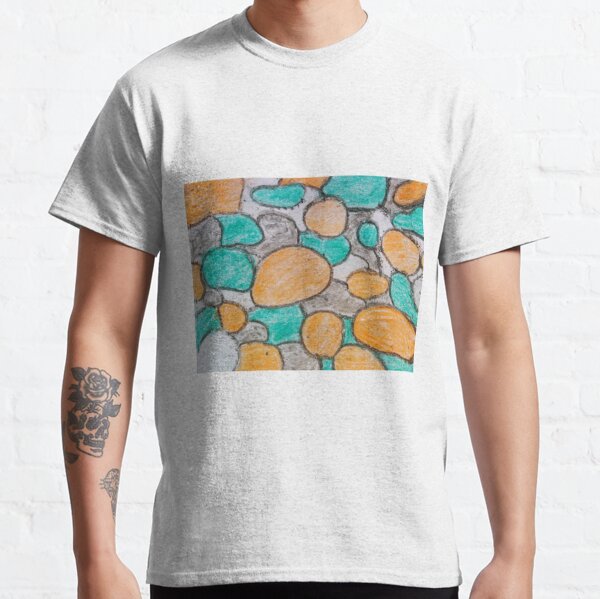 Orange Mens Size XL Abstract Geometric Design Hand-Painted Wax Batik T-Shirt