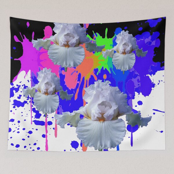 Item preview, WHITE IRIS ON SPLATTER  BLACK & WHITE ART DESIGNS designed and sold by sharlesart.