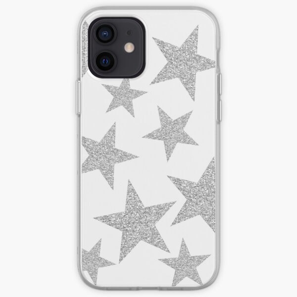 silver glitter stars iPhone Soft Case
