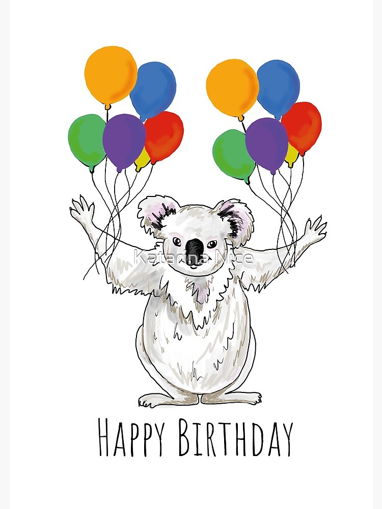 Poster for Sale avec l'œuvre « Joyeux anniversaire: joli koala australien »  de l'artiste FranWest