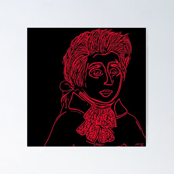 Vista previa del artículo con la obra «Mozart ama el rojo», diseñado y vendido por Little Red Art.
