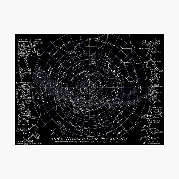 Item preview, THE NORTHERN HEAVENS : Vintage Star Map Print designed and sold by posterbobs.