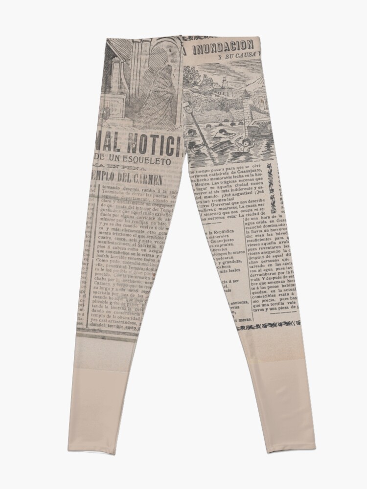 Alternate view of Old News Newspaper pattern Leggings