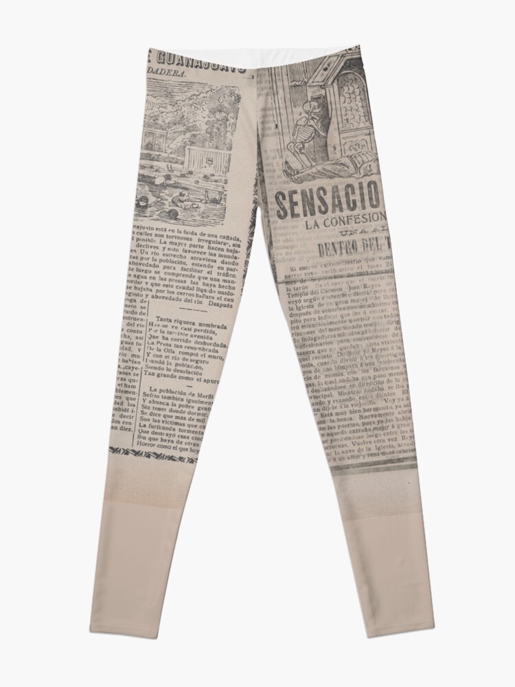 Alternate view of Old News Newspaper pattern Leggings