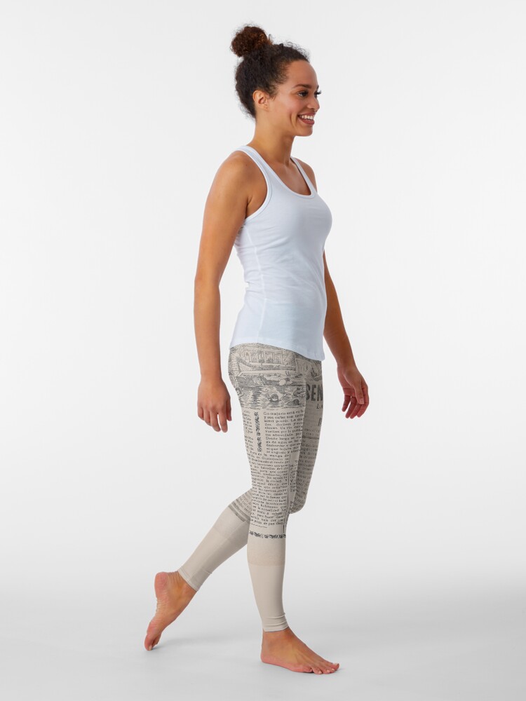 Alternate view of Old News Newspaper pattern Leggings