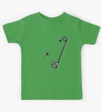 Safety Pin Skulls Design Green Kids Tee