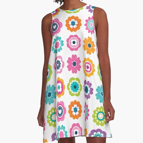Mod Flowers - Spring Colors A-Line Dress