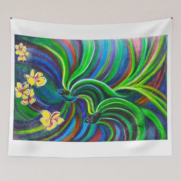 Item preview, Dancing Birds with Frangipani designed and sold by artbymanjiri.