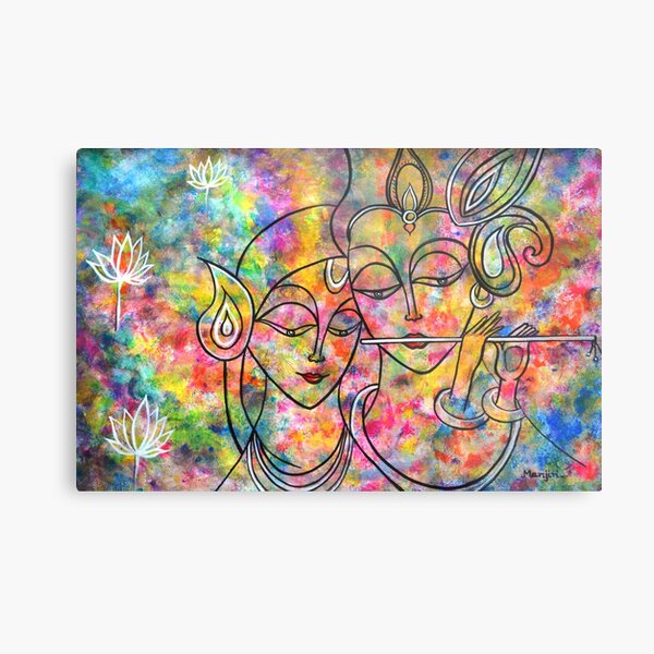 Radha Krishna Drawing Holi with Oil Pastel