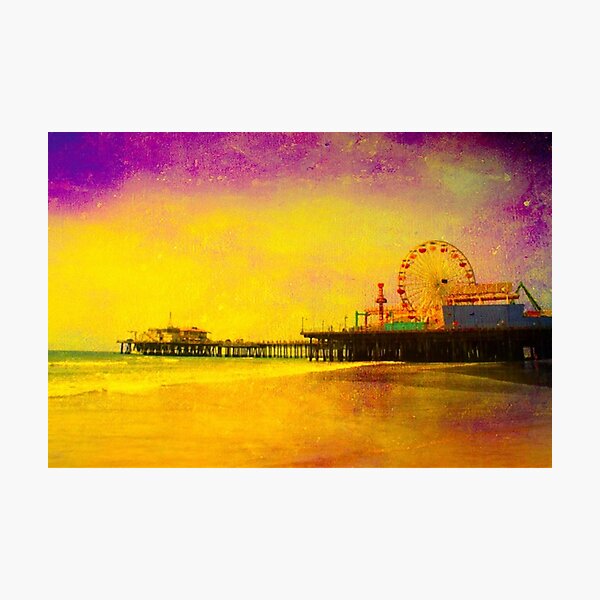 Yellow Purple Santa Monica Pier Photographic Print