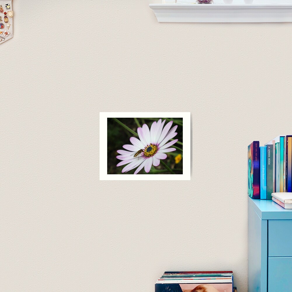 Bee collecting pollen from flower 2 Art Print