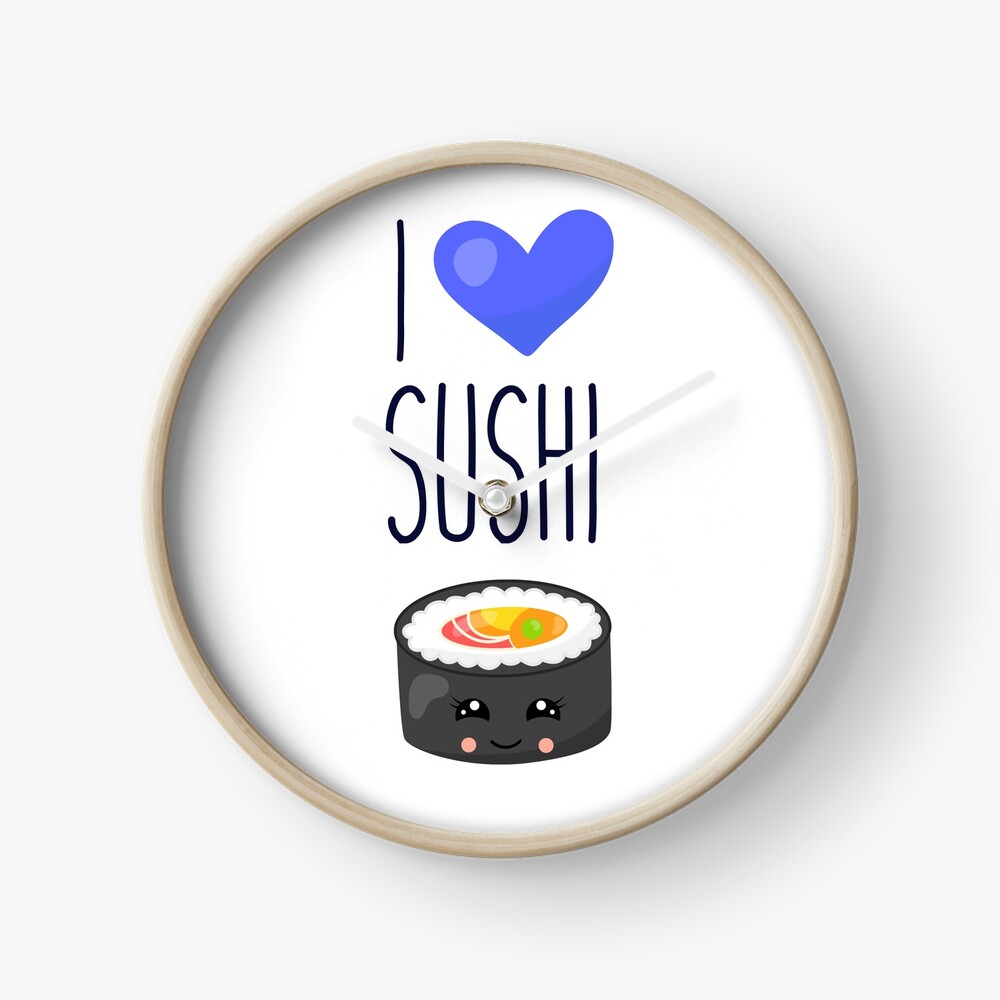 I Love Sushi Kawaii Clock By Seelenfrieden Redbubble